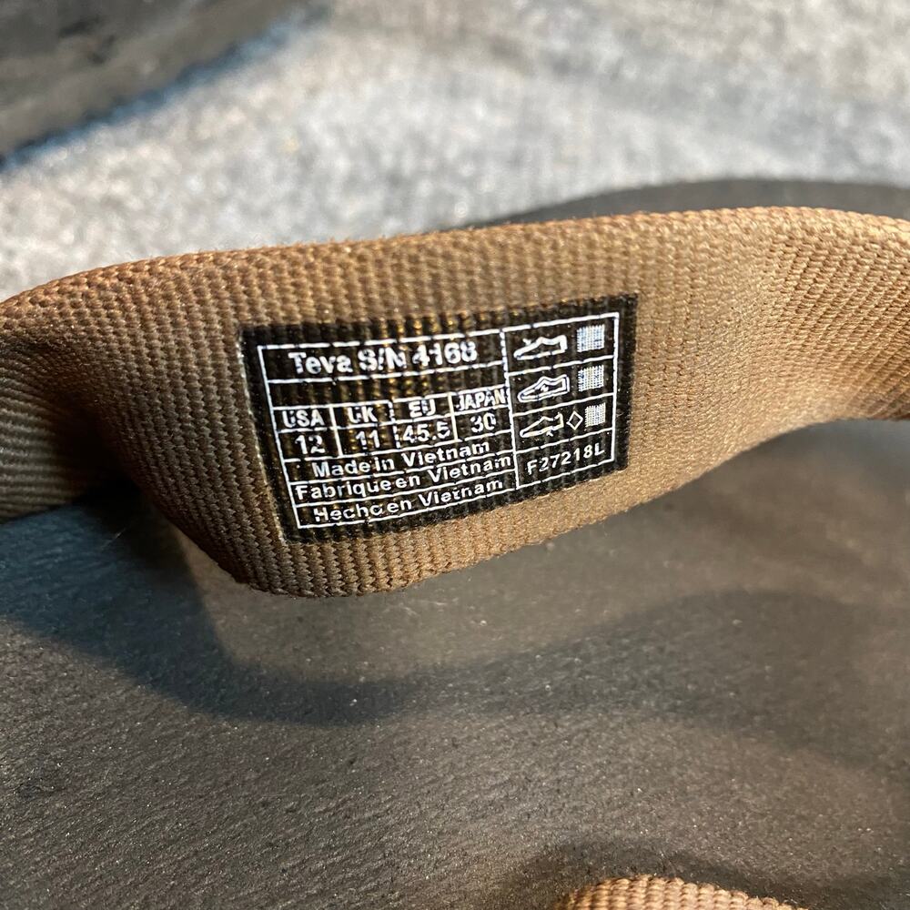 Teva Mens 12 Sandals Mush II Thong Flip Flop Sandals Brown Pattern 4168 - Picture 2 of 5